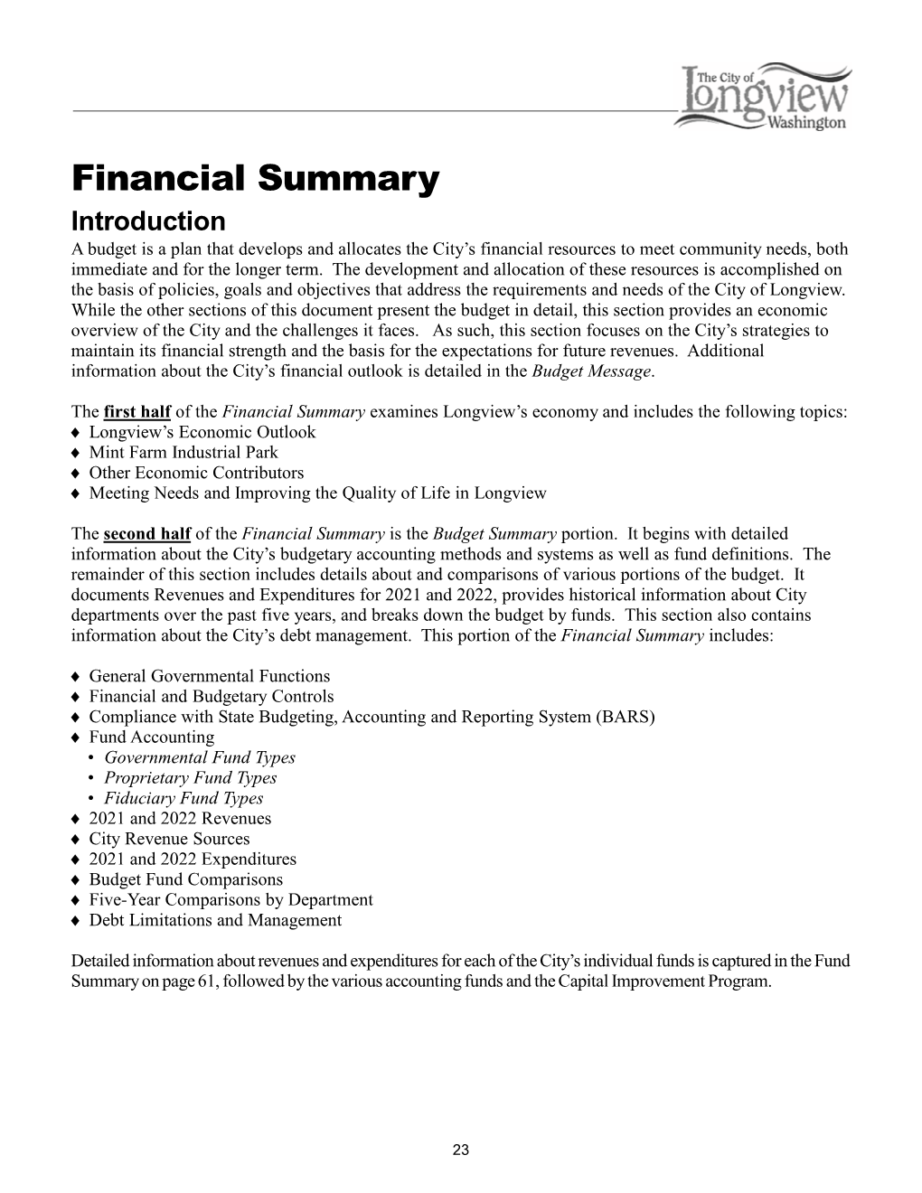 Financial Summary