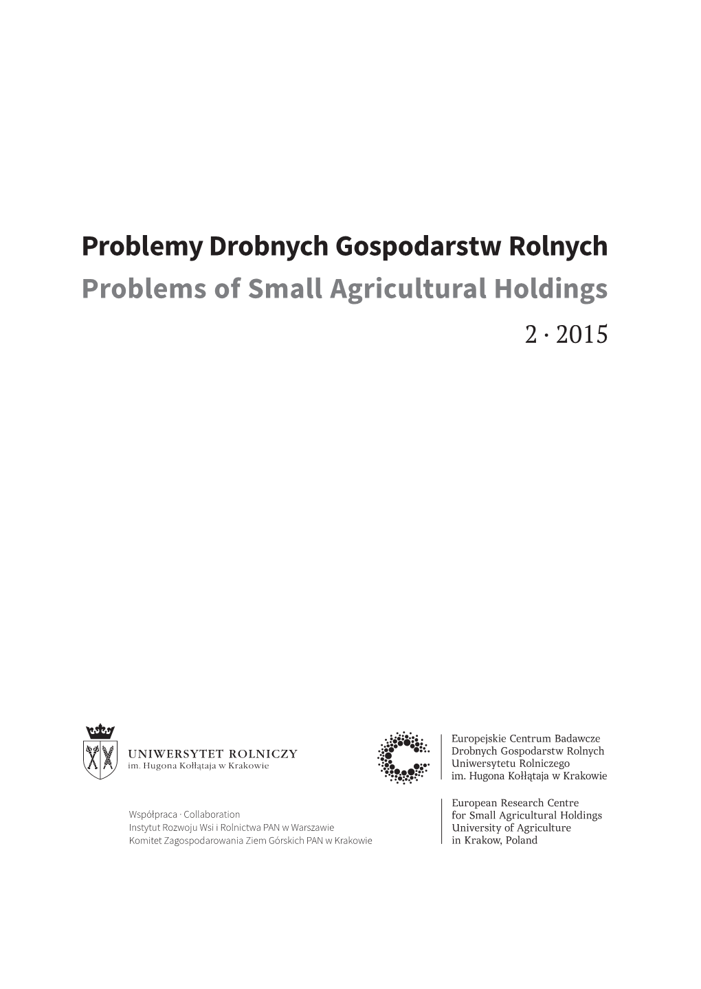 Problems of Small Agricultural Holdings 2 · 2015