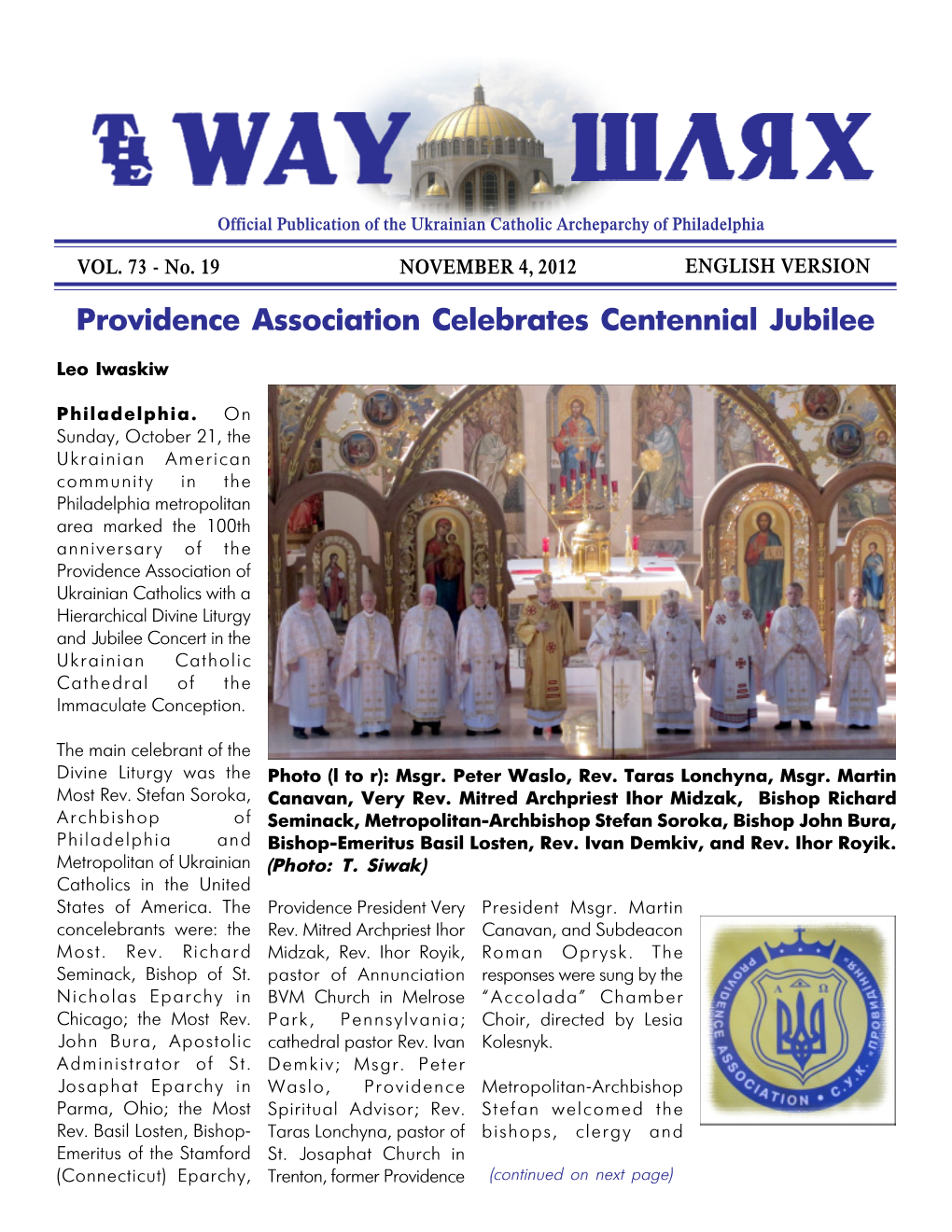 Providence Association Celebrates Centennial Jubilee