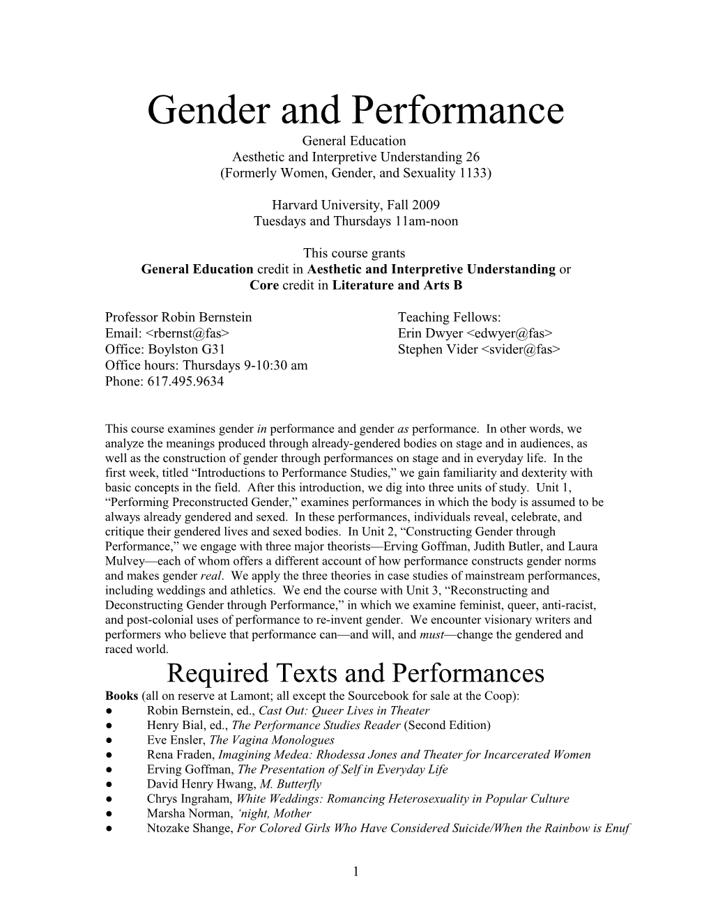 Gender and Performance