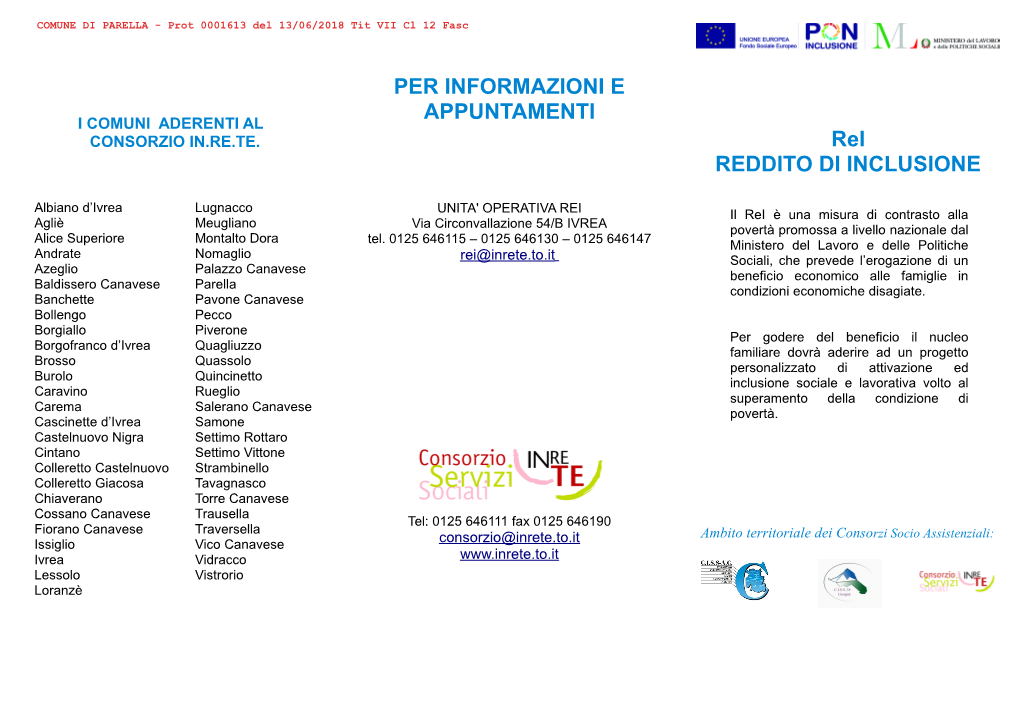 I Comuni Aderenti Al Consorzio In.Re.Te