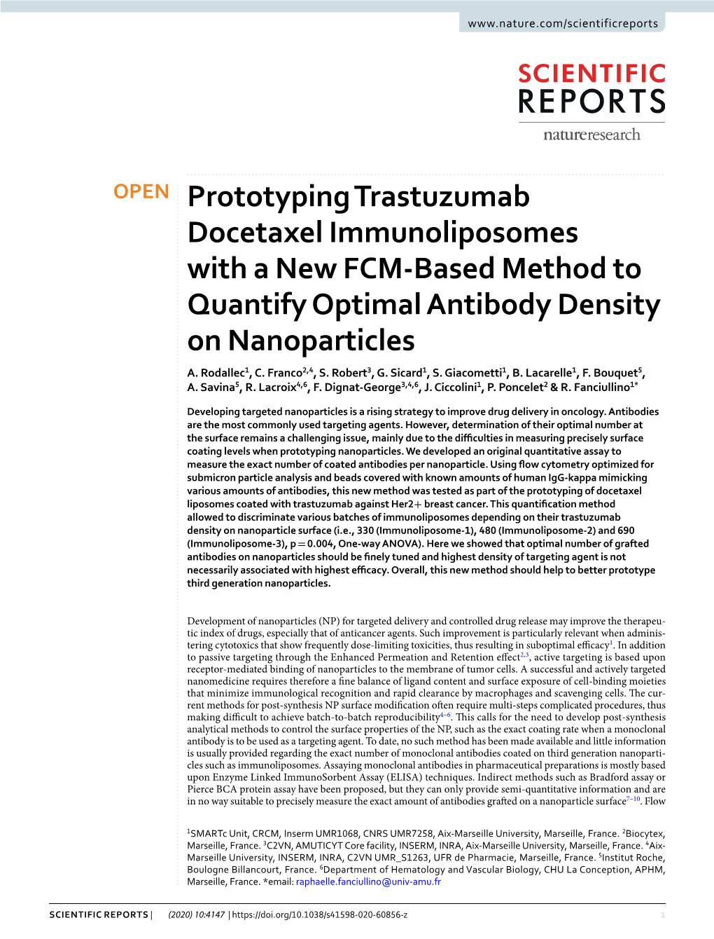 Prototyping Trastuzumab Docetaxel Immunoliposomes with a New FCM-Based Method to Quantify Optimal Antibody Density on Nanoparticles A