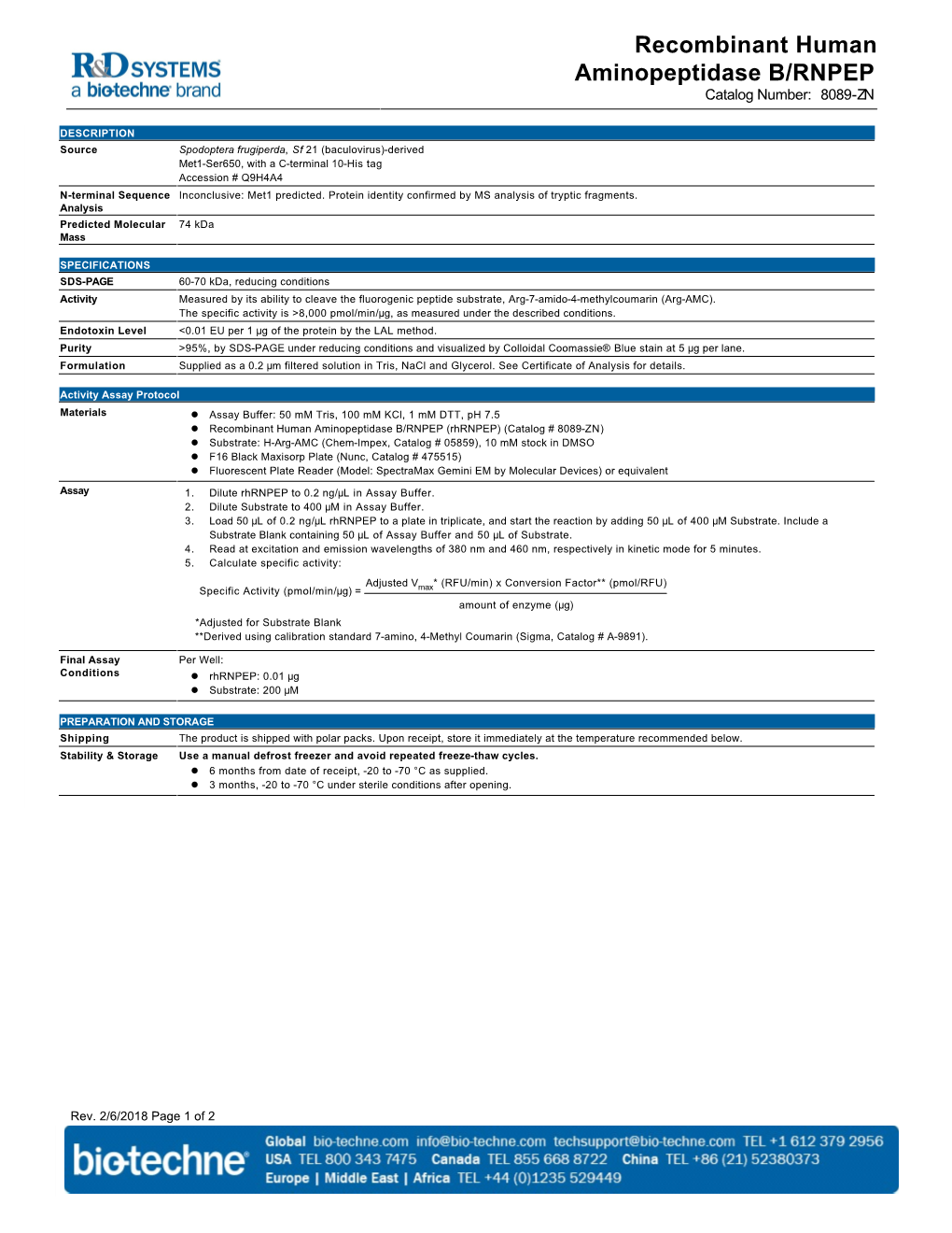 Recombinant Human Aminopeptidase B/RNPEP