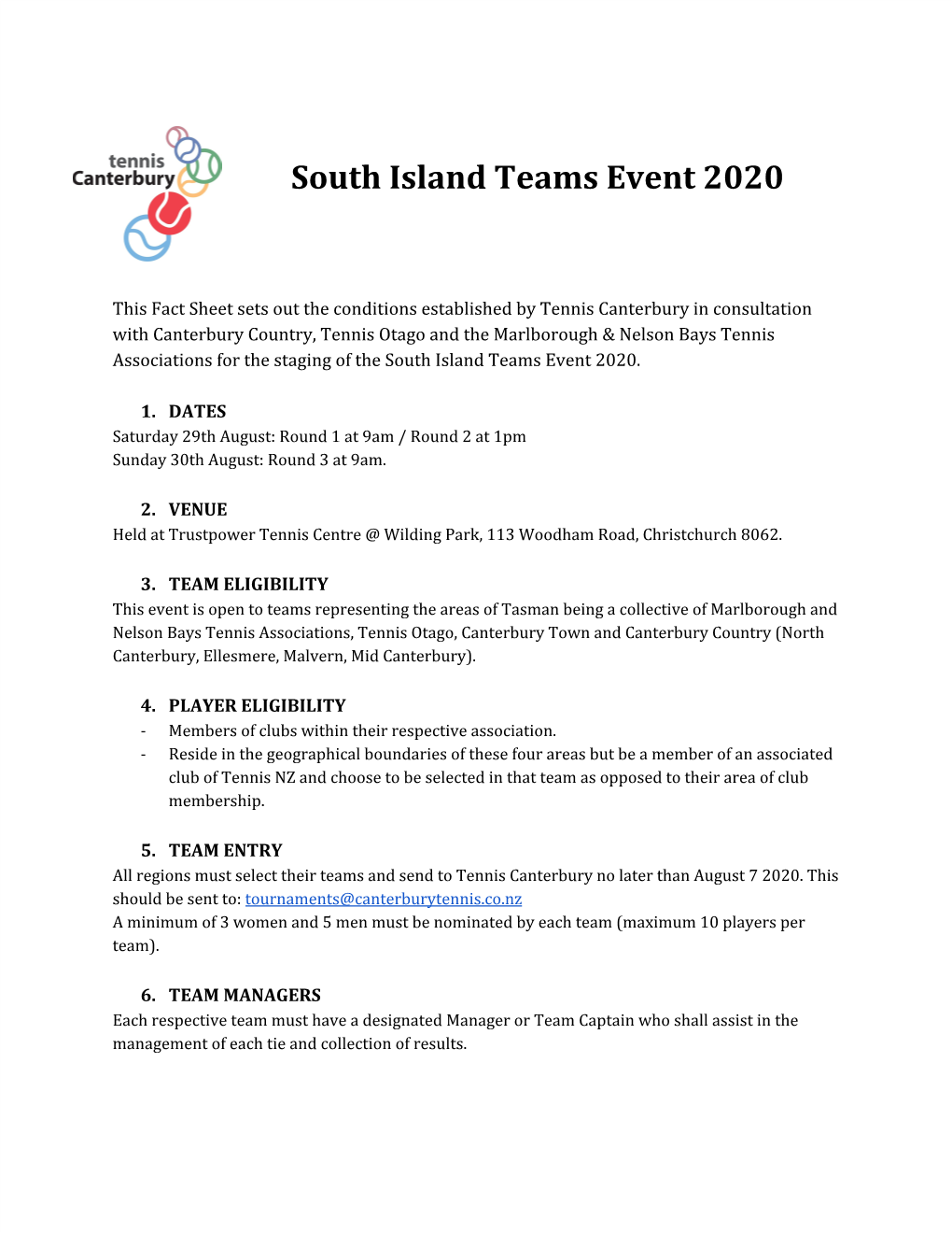 South Island Teams Event 2020