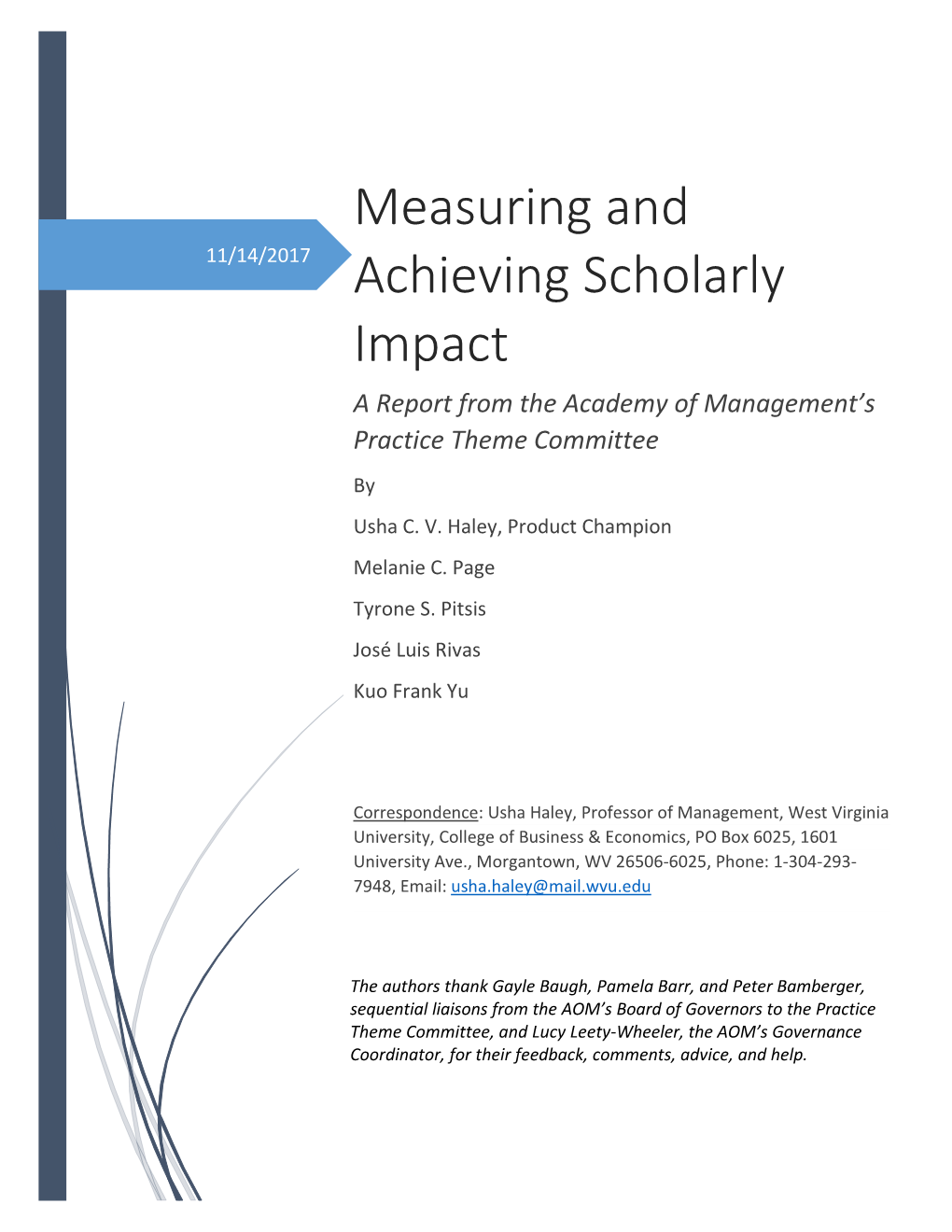 Measuring and Achieving Scholarly Impact