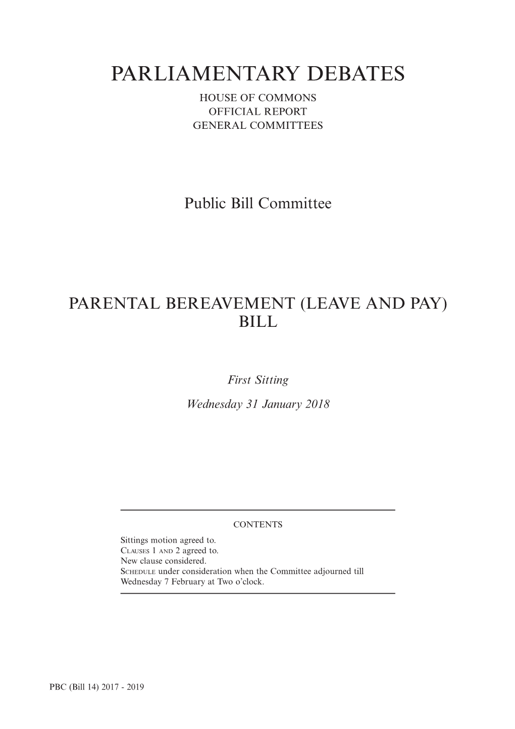 Parliamentary Debates House of Commons Official Report General Committees