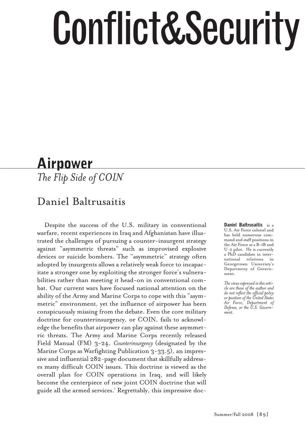 Airpower the Flip Side of COIN Daniel Baltrusaitis