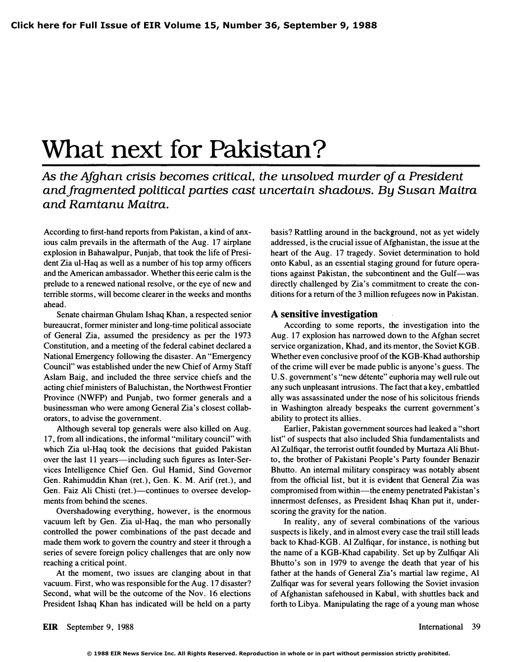 What Next for Pakistan?