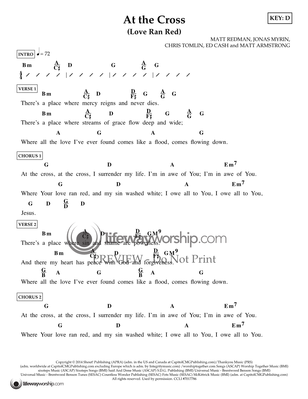 At the Cross (Love Ran Red) - Chord Chart - 2 of 2 KEY: D