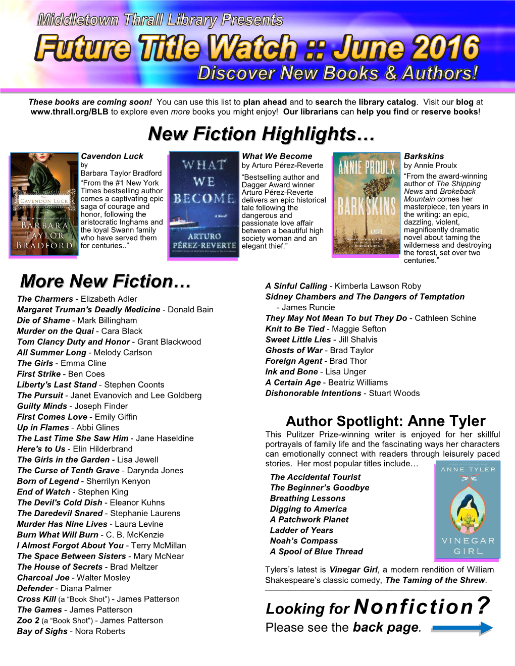 New Fiction Highlights…