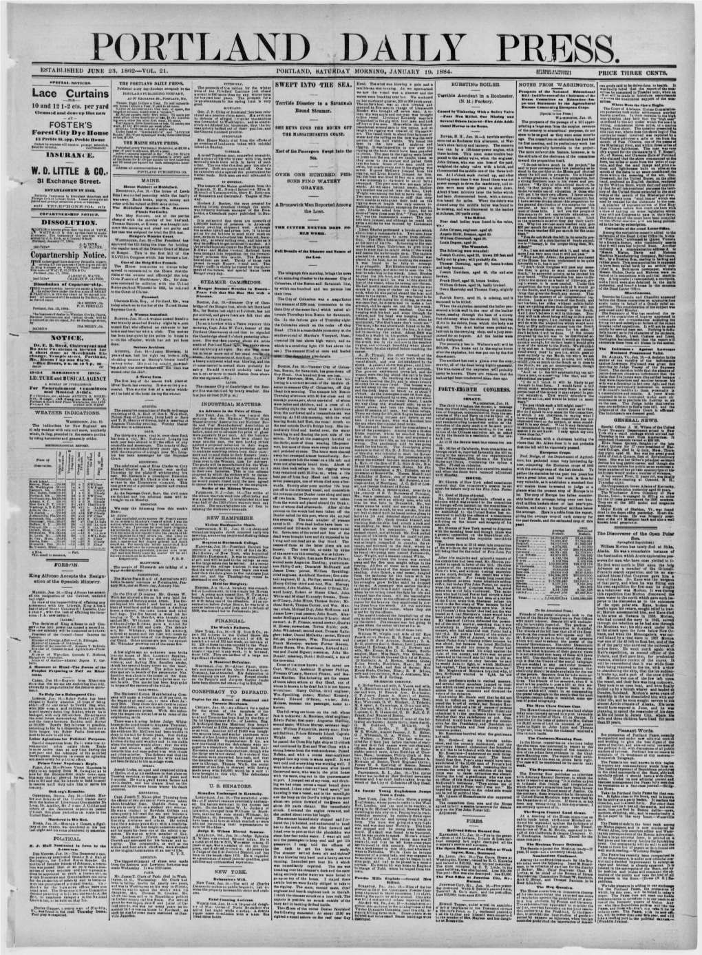 Portland Daily Press: January 19,1884