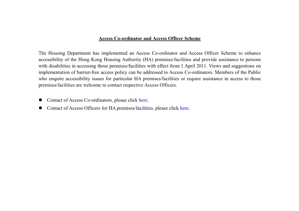 Access Co-Ordinator and Access Officer Scheme
