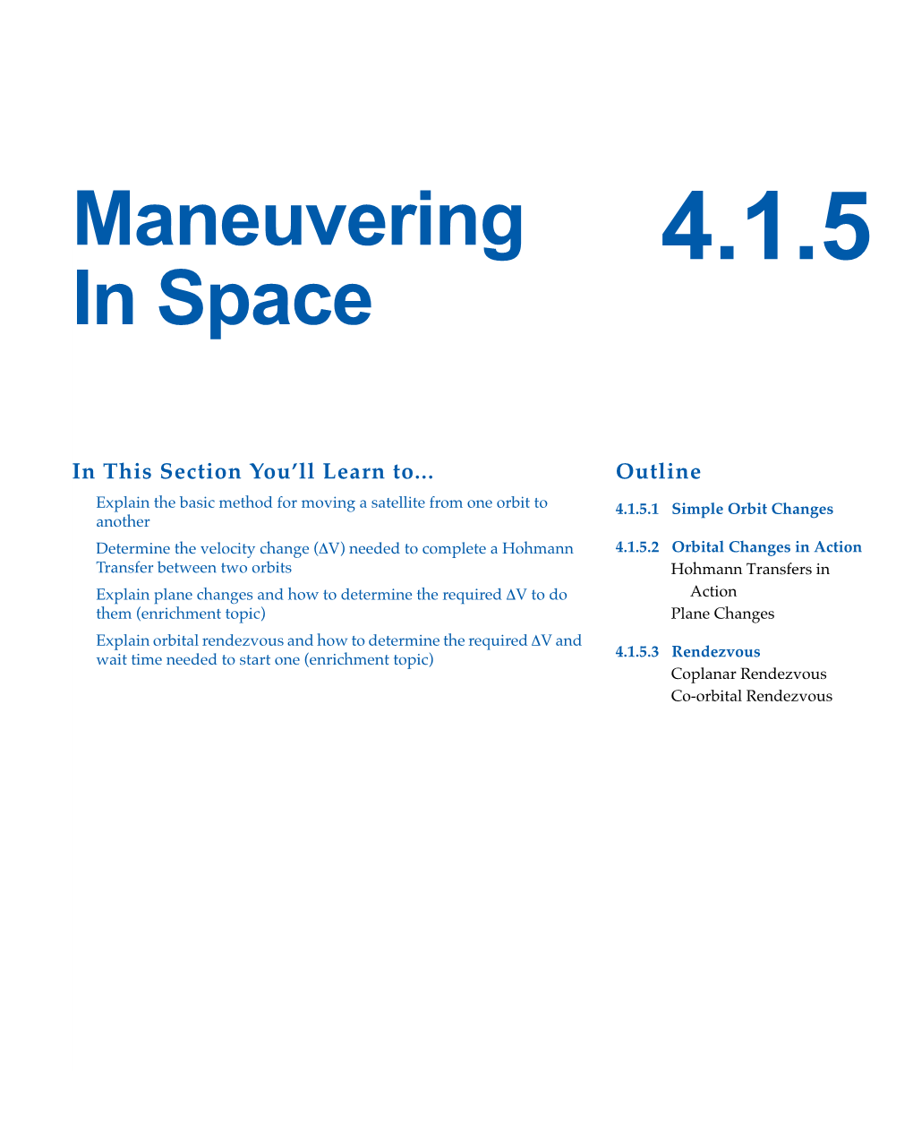 4.1.5 Maneuvering in Space