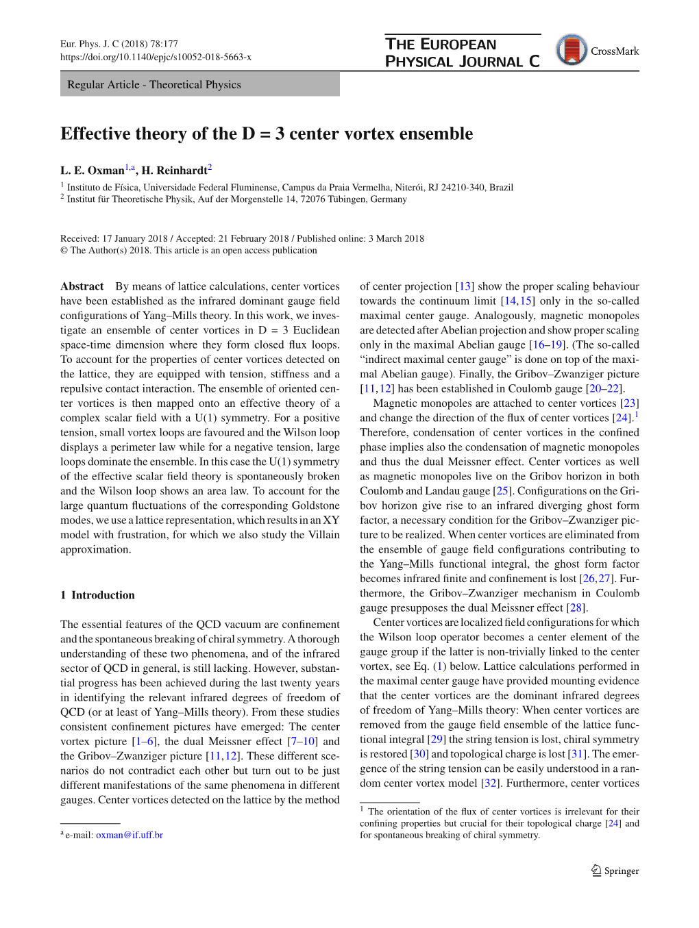 Effective Theory of the D = 3 Center Vortex Ensemble