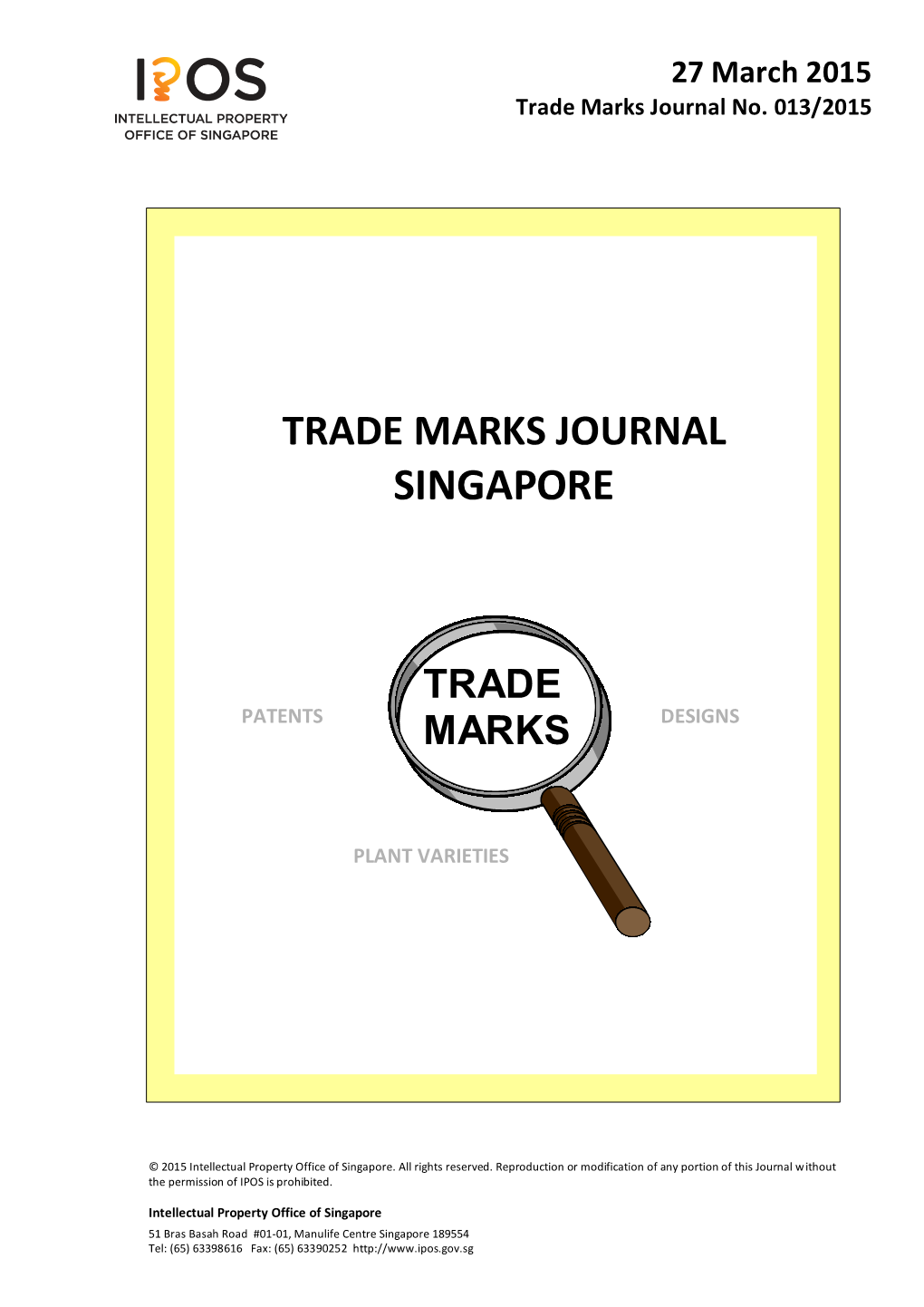 Trade Marks Journal No. 013/2015