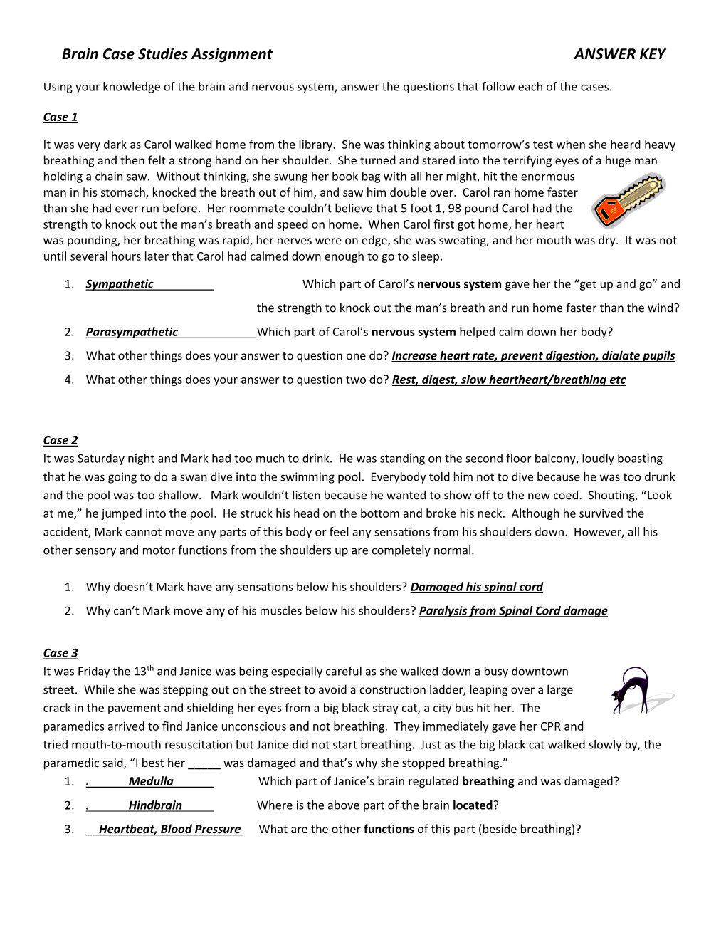 Brain Case Studies Assignment ANSWER KEY