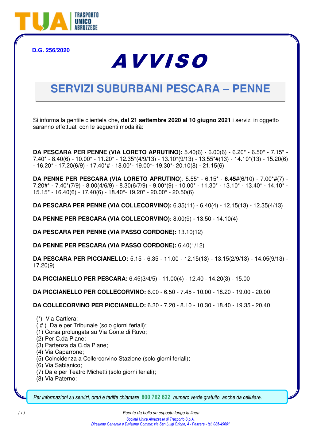 Servizi Suburbani Pescara – Penne