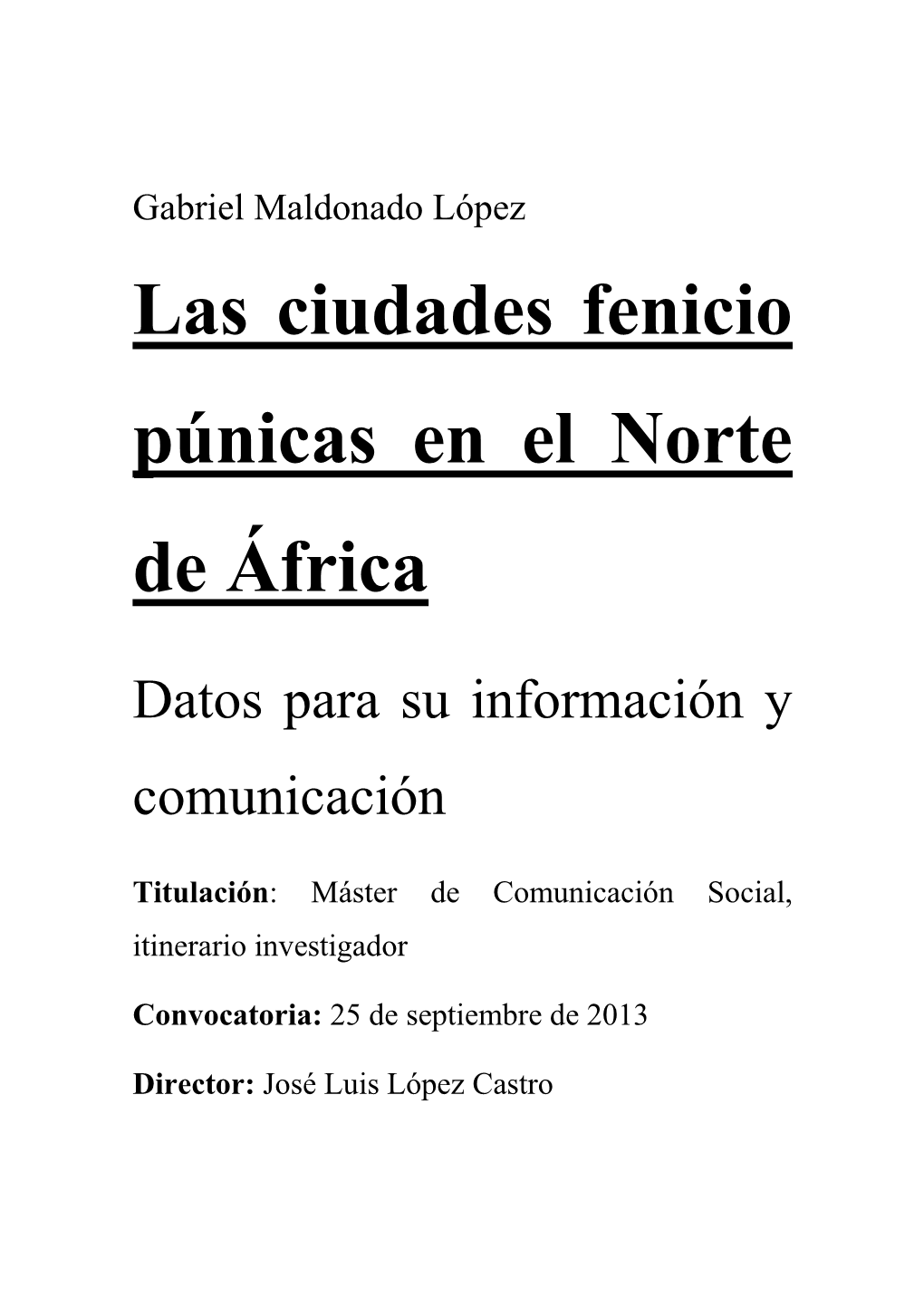 Las Ciudades Fenicio Púnicas En El Norte De África