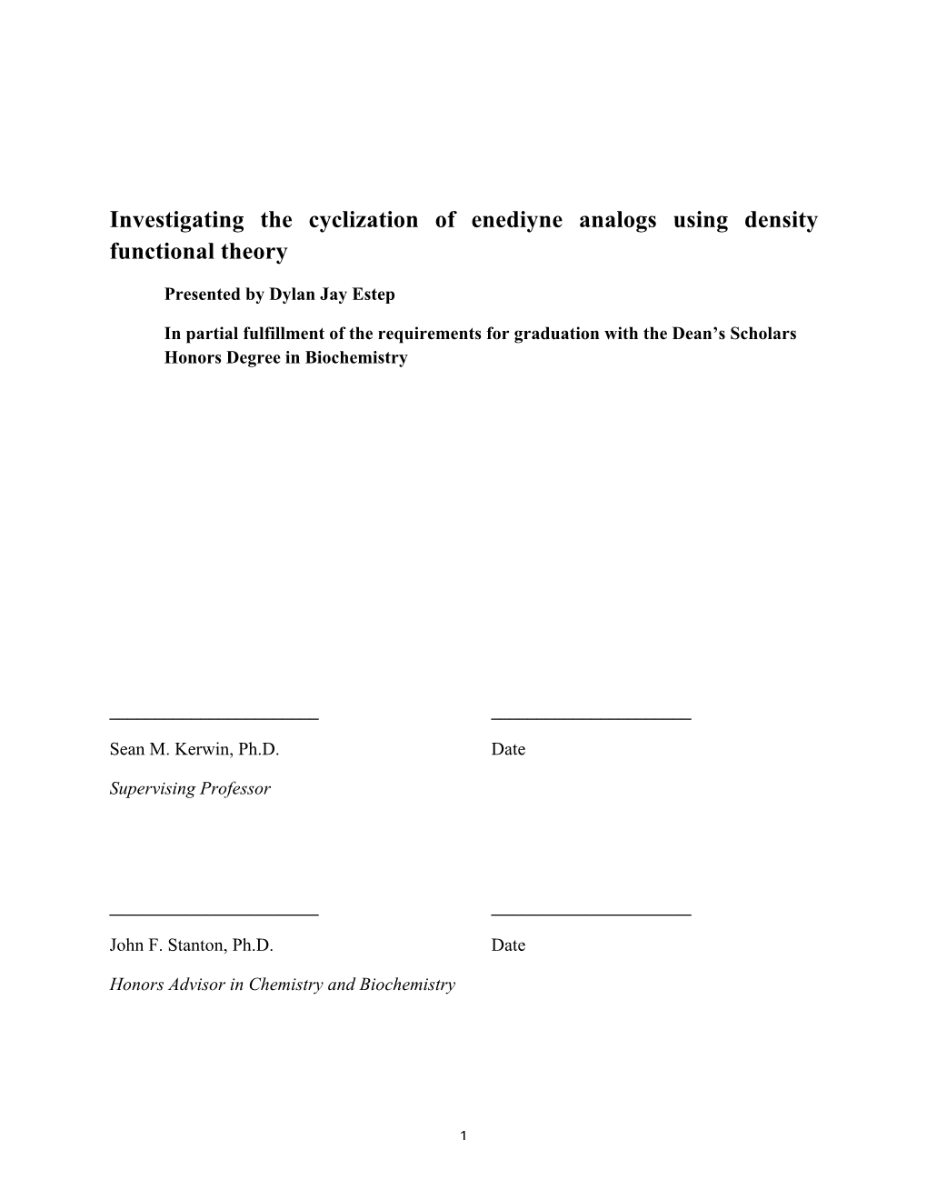 Investigating the Cyclization of Enediyne Analogs Using Density Functional Theory