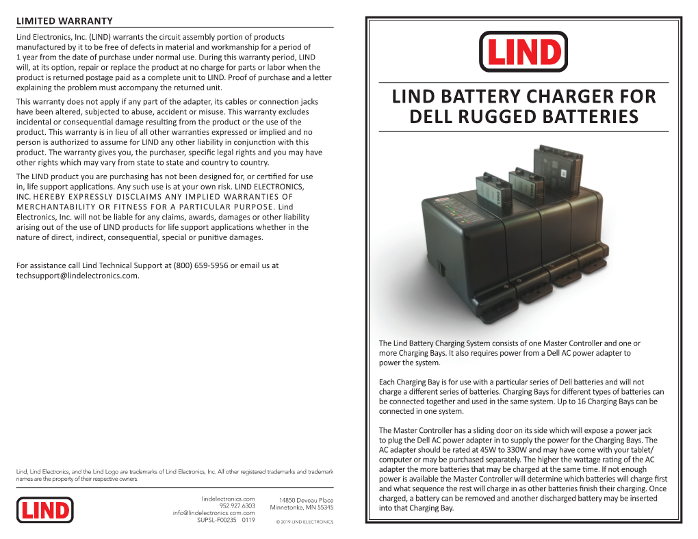 Lind Battery Charger for Dell Rugged Batteries