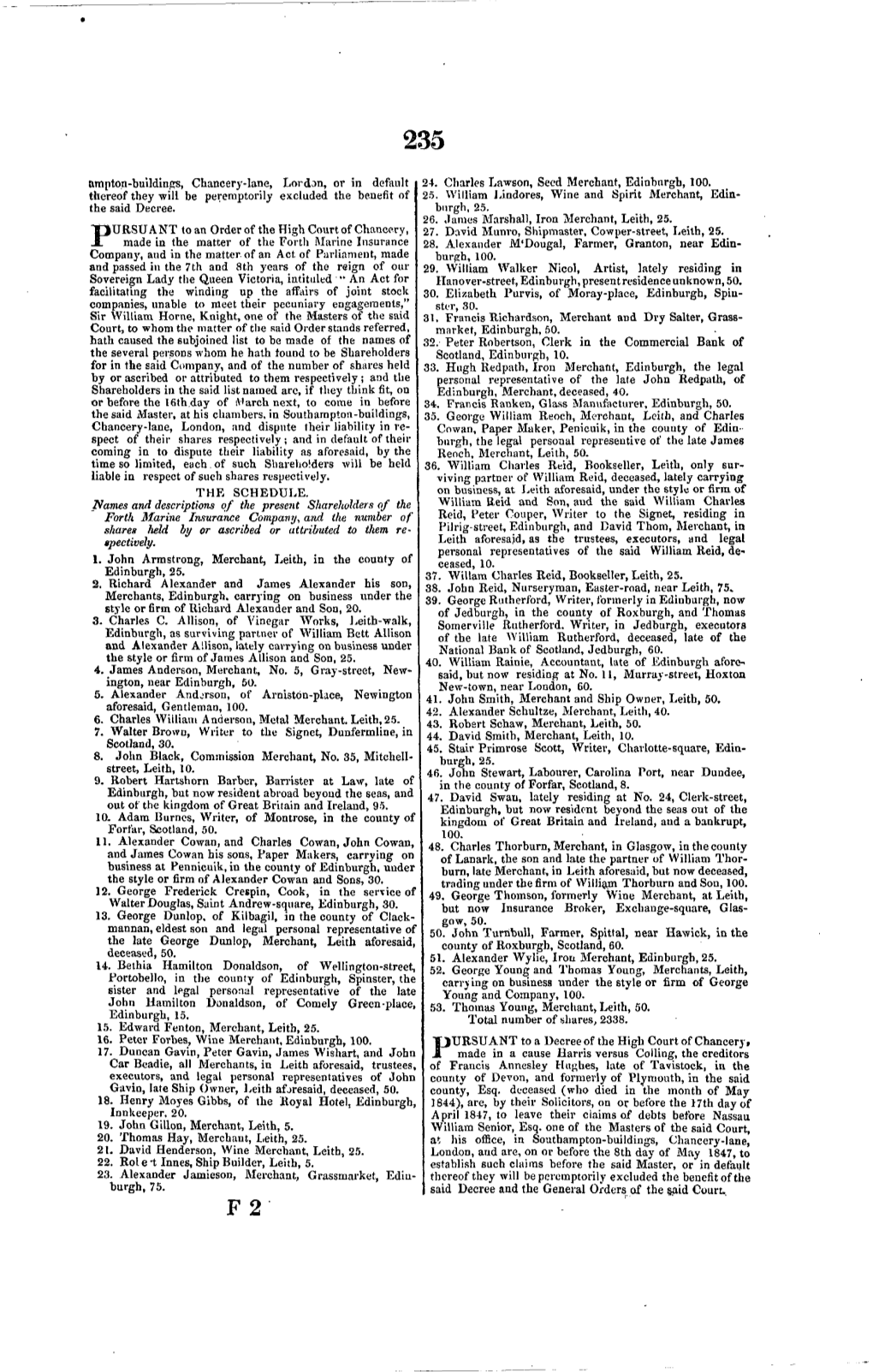 Nnipton-Buildings, Chancery-Lane, Lordon, Or in Default Thereof They Will Be Peremptorily Excluded the Benefit of the Said Decre