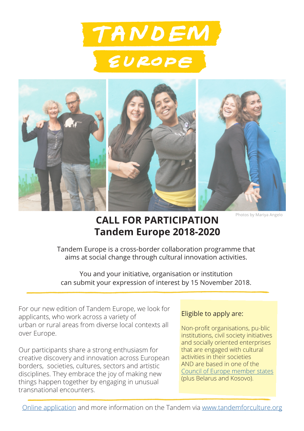 CALL for PARTICIPATION Tandem Europe 2018-2020