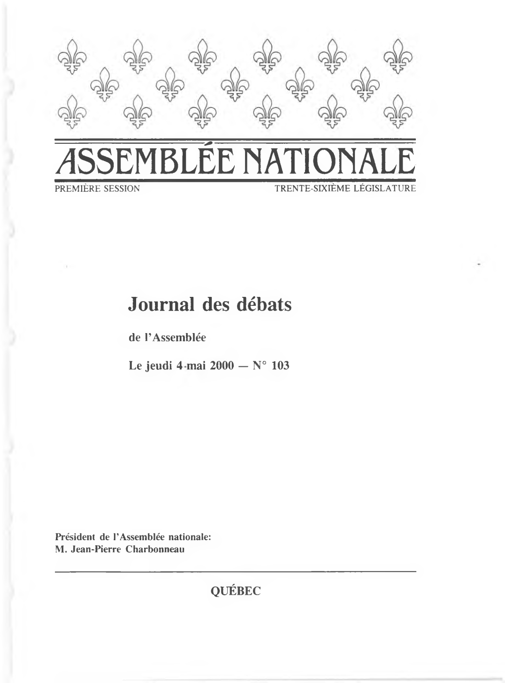 Assemblée Nationale Du Québec Distribution Des Documents Parlementaires 880
