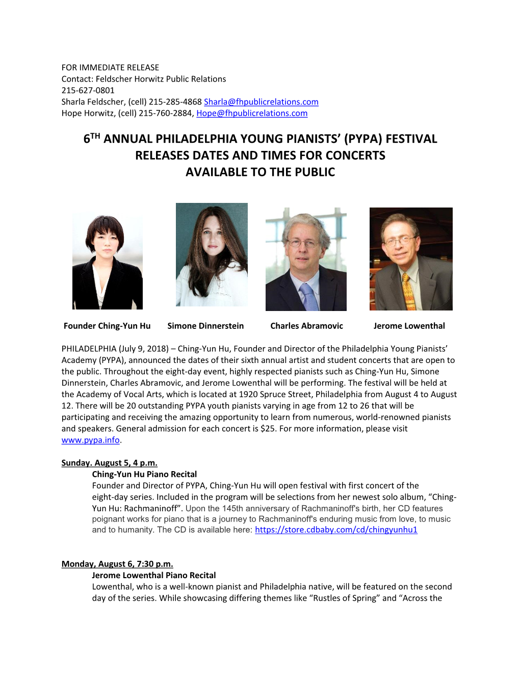 6Th Annual Philadelphia Young Pianists' (Pypa