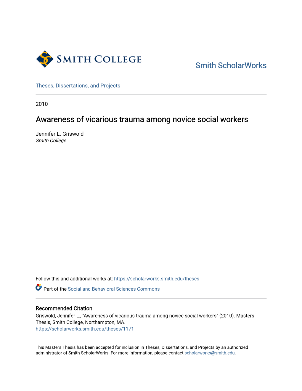 Awareness of Vicarious Trauma Among Novice Social Workers