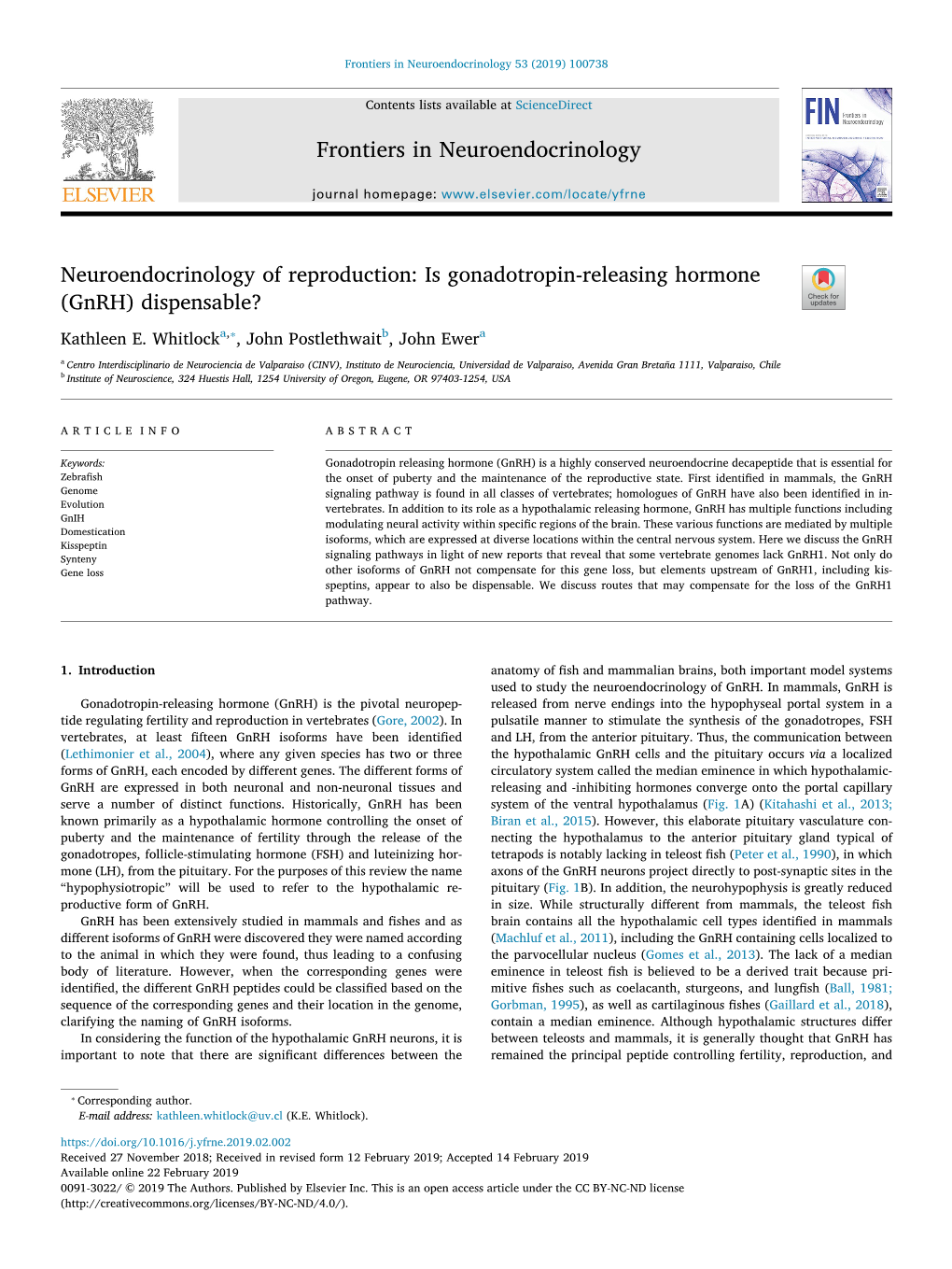 Neuroendocrinology of Reproduction Is Gonadotropin-Releasing Hormone