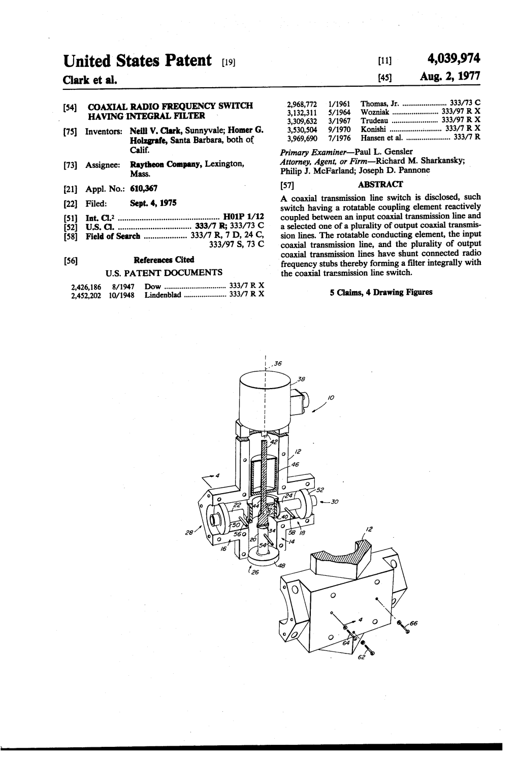 United States Patent (19) 11 4,039,974 Clark Et Al