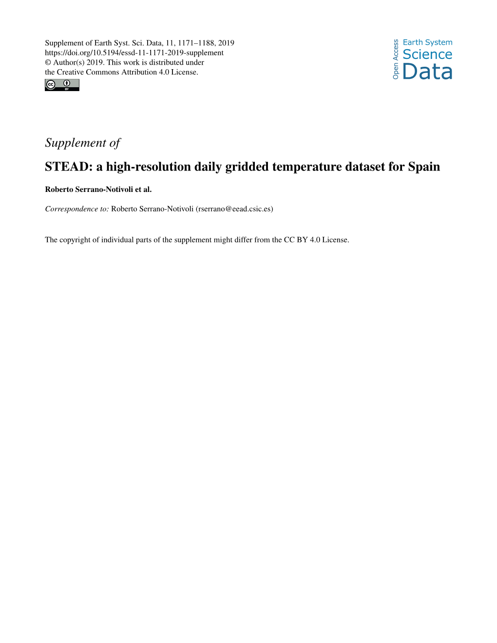 Supplement of STEAD: a High-Resolution Daily Gridded Temperature Dataset for Spain