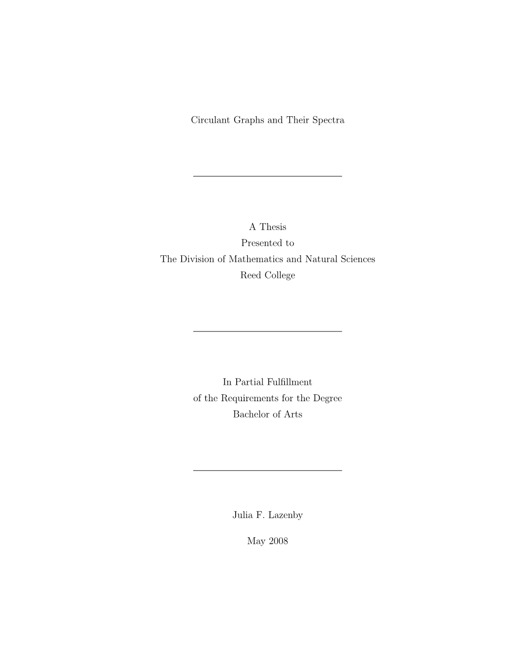 Circulant Graphs and Their Spectra