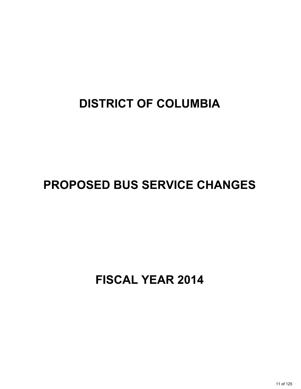 District of Columbia Proposed Bus Service