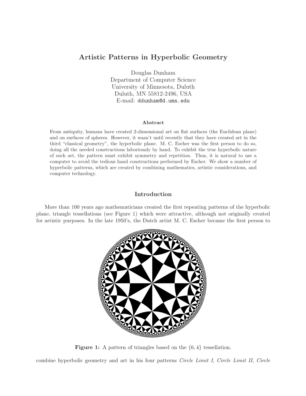 Artistic Patterns in Hyperbolic Geometry