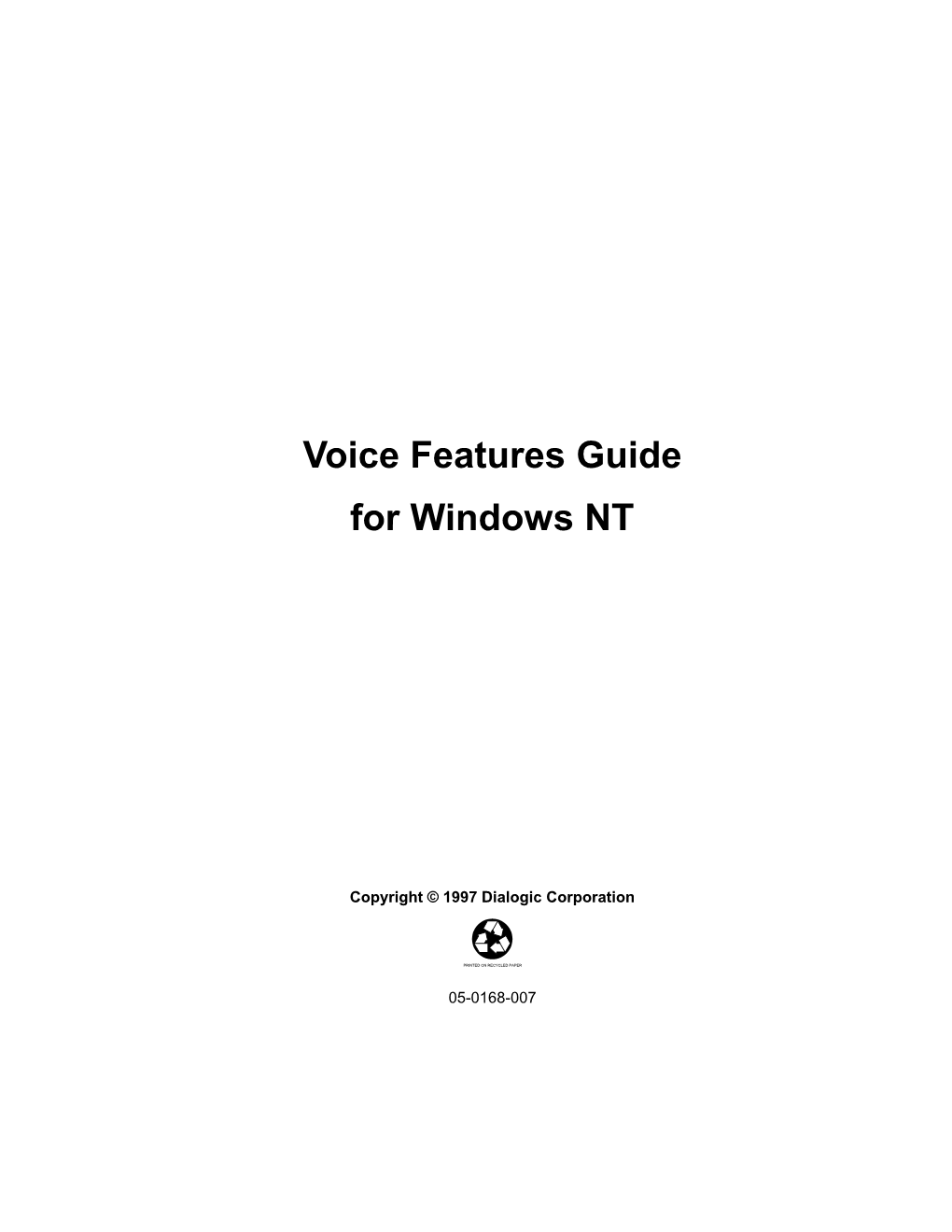 Voice Features Guide for Windows NT