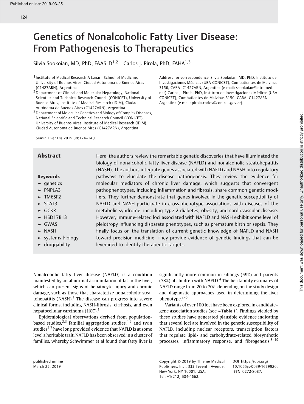 Genetics of Nonalcoholic Fatty Liver Disease: from Pathogenesis to Therapeutics