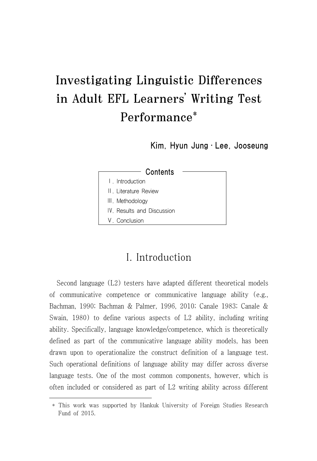 Investigating Linguistic Differences in Adult EFL Learners’ Writing Test Performance*