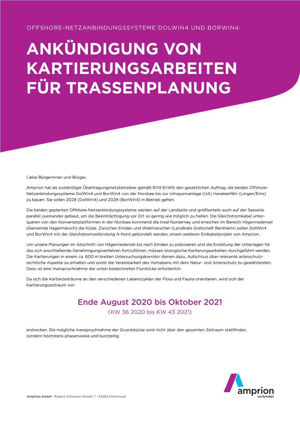 Ankündigung Von Kartierungsarbeiten Für Trassenplanung