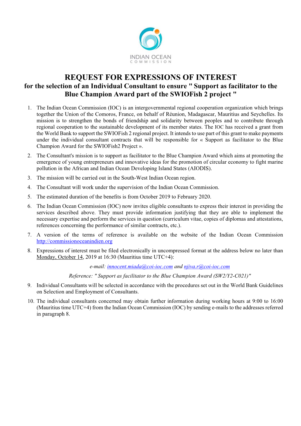 Request for Expressions of Interest