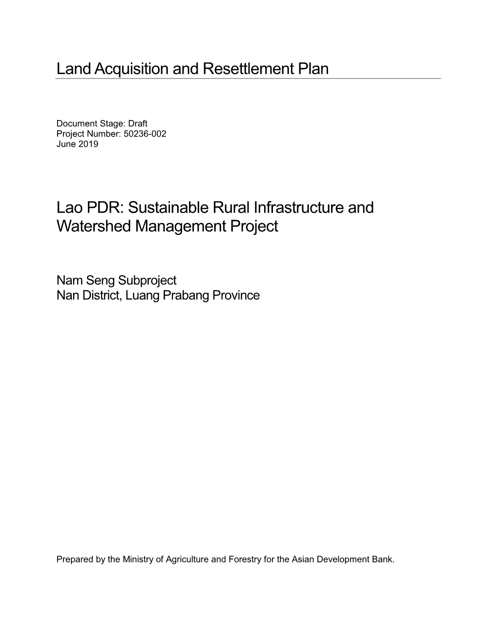 Land Acquisition and Resettlement Plan Lao
