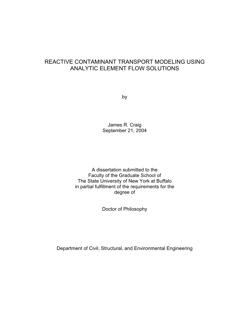 Reactive Contaminant Transport Modeling Using Analytic Element Flow Solutions