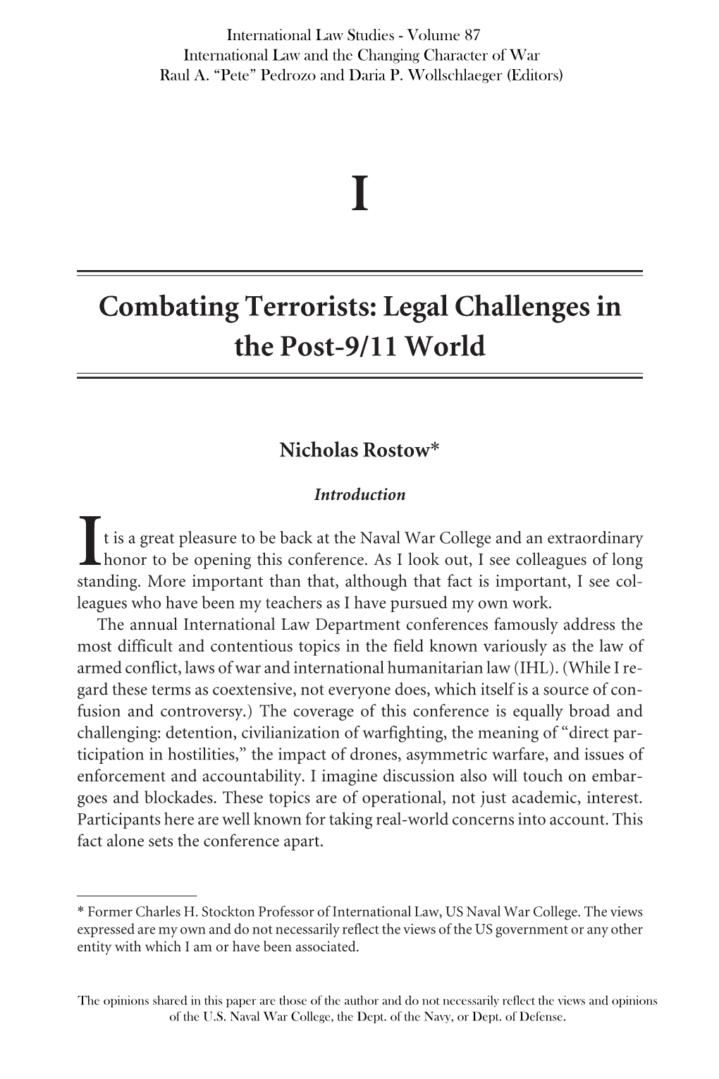 Combating Terrorist: Legal Challenges in the Post-9/11 World