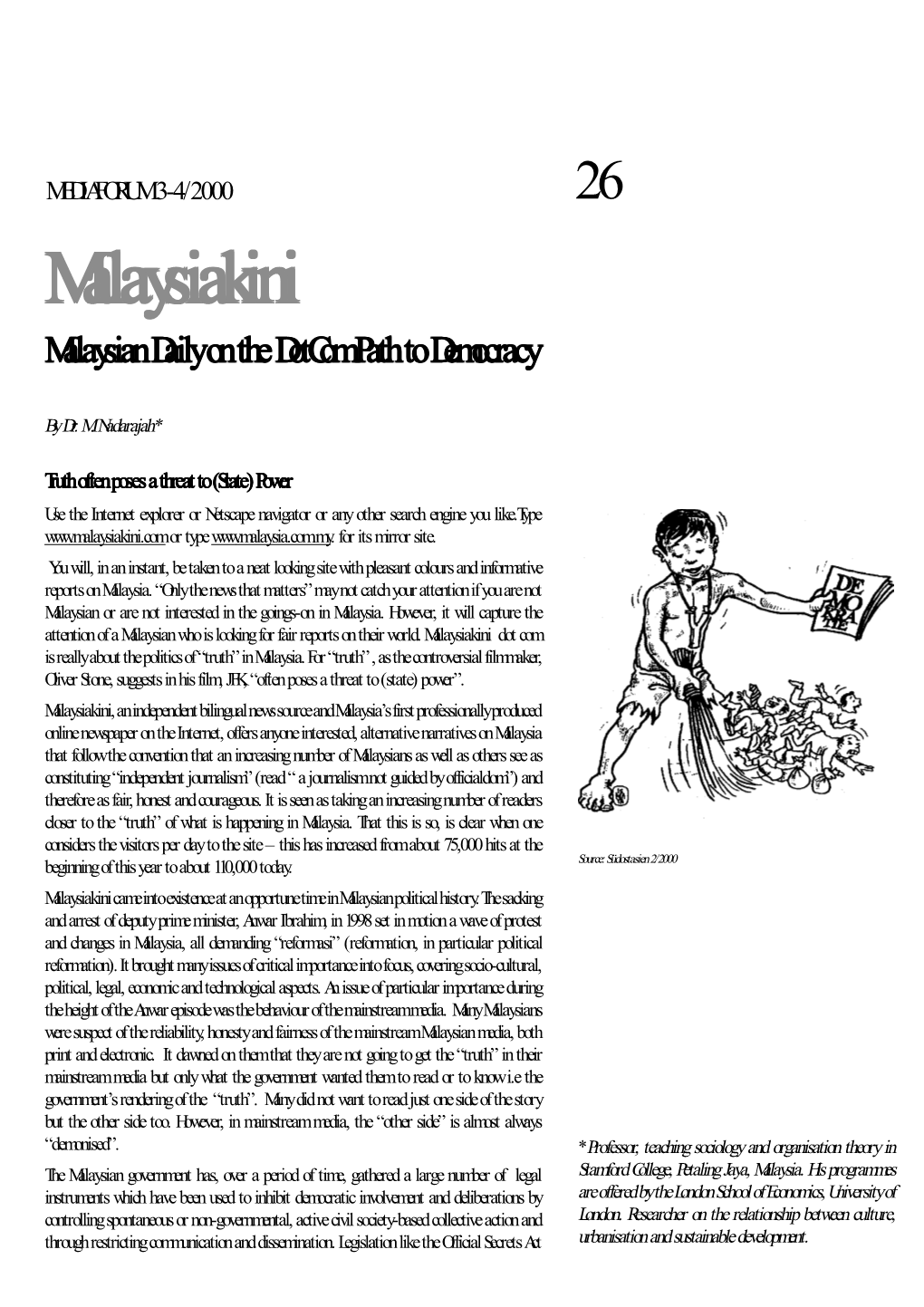Malaysian Daily on the Dotcom Path to Democracy