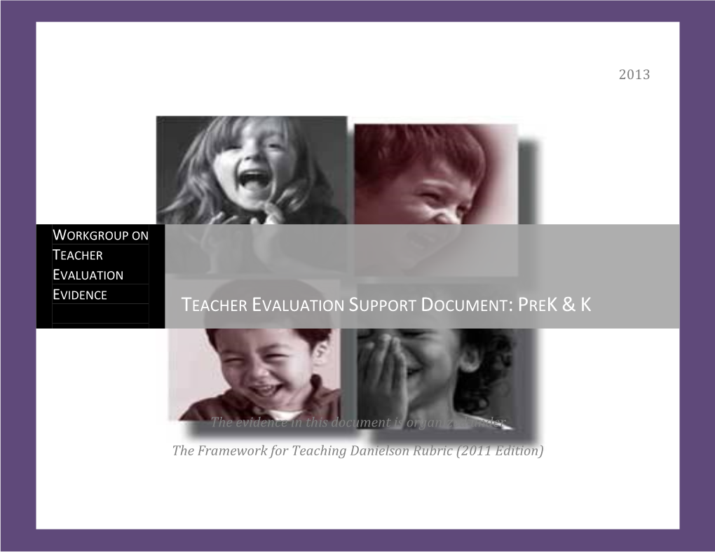 Teacher Evaluation Support Document: Prek & K