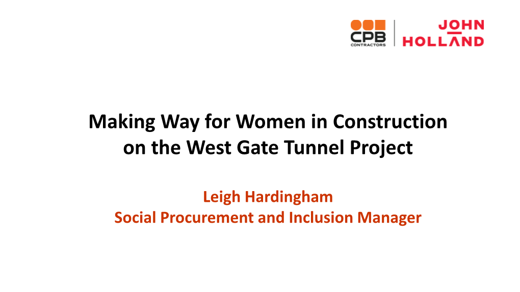 Making Way for Women in Construction on the West Gate Tunnel Project