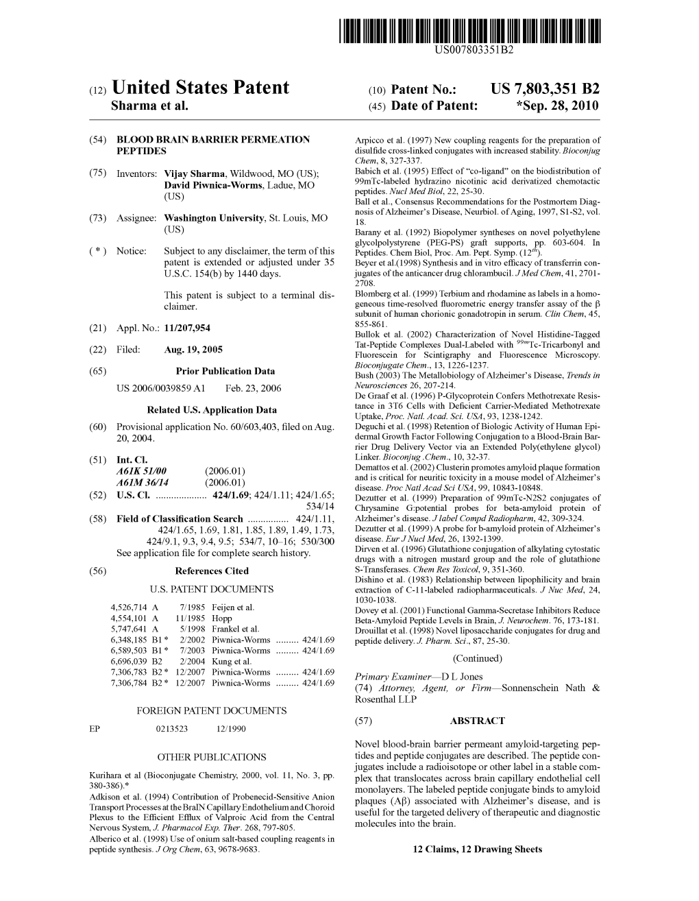 (12) United States Patent (10) Patent No.: US 7.803,351 B2 Sharma Et Al