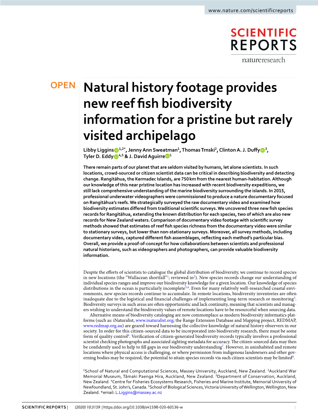 Natural History Footage Provides New Reef Fish Biodiversity Information For