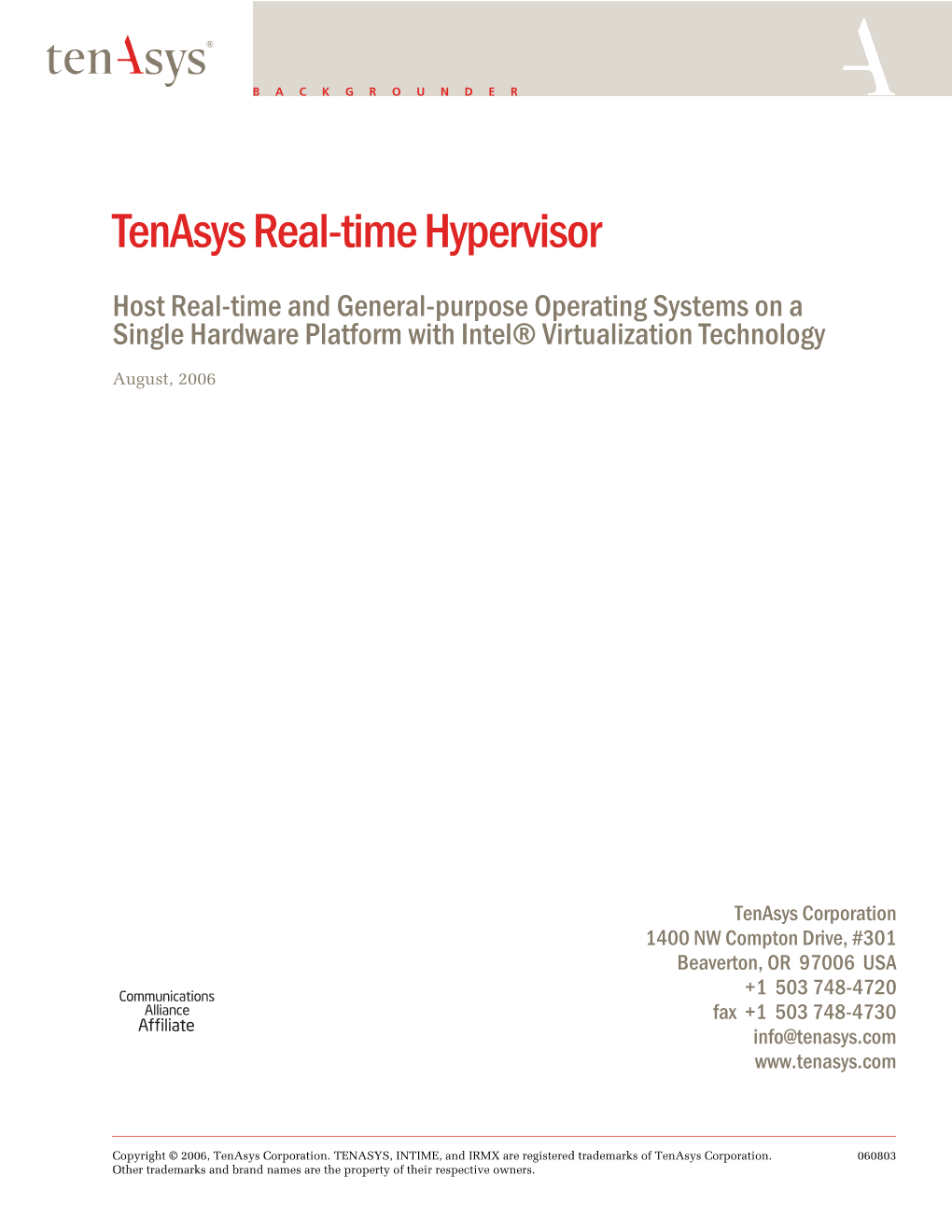 Tenasys Real-Time Hypervisor