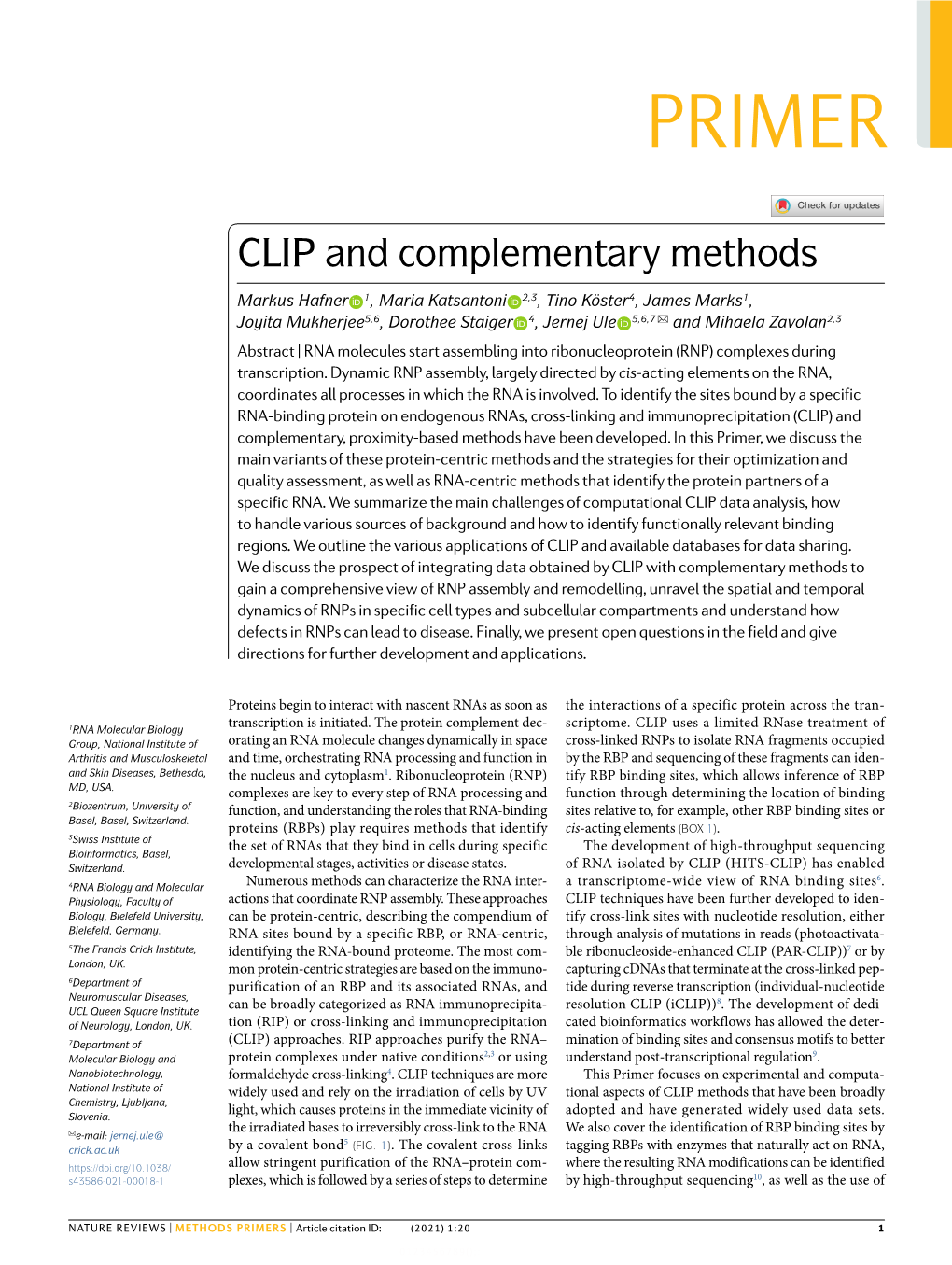 CLIP and Complementary Methods